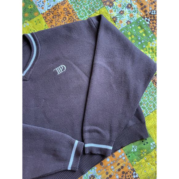 Taylor Swift Tortured Poets Department (TTPD) V-Neck Brown Cropped Sweater sz L - Picture 3 of 8